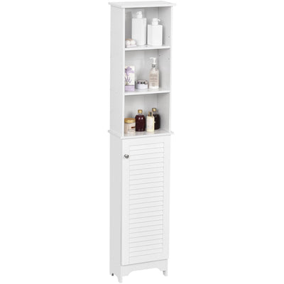Tall Slim Bathroom Storage Cabinet, 34 x 20 x 165 cm, White Kleankin
