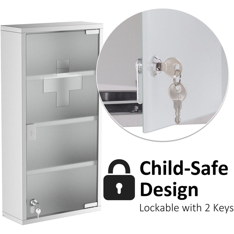 Wall Mounted Medicine Cabinet With Lock 60 x 30 x 12 cm