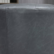 HOMCOM 360° Swivel Foot Stool Round PU Ottoman with Thick Sponge Padding and Solid Steel Base, Grey Homcom