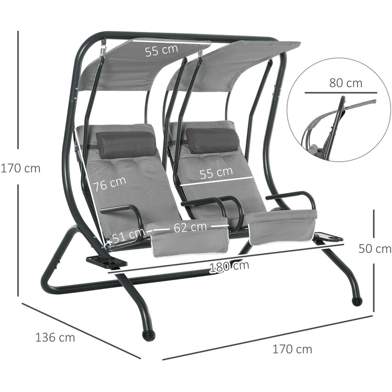 Canopy Swing Seat, Modern Garden Swing Seat, Outdoor Outsunny