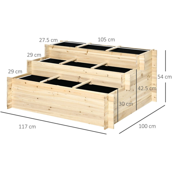 3 Tier Raised Flower Bed With 9 Grow Grids, Indoor/Outdoor