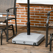 Outsunny Garden Parasol Base Holder, 24kg Water or 30kg Sand Filled, Outdoor Market Umbrella Stand Weight with Wheels and Brakes, Grey Outsunny