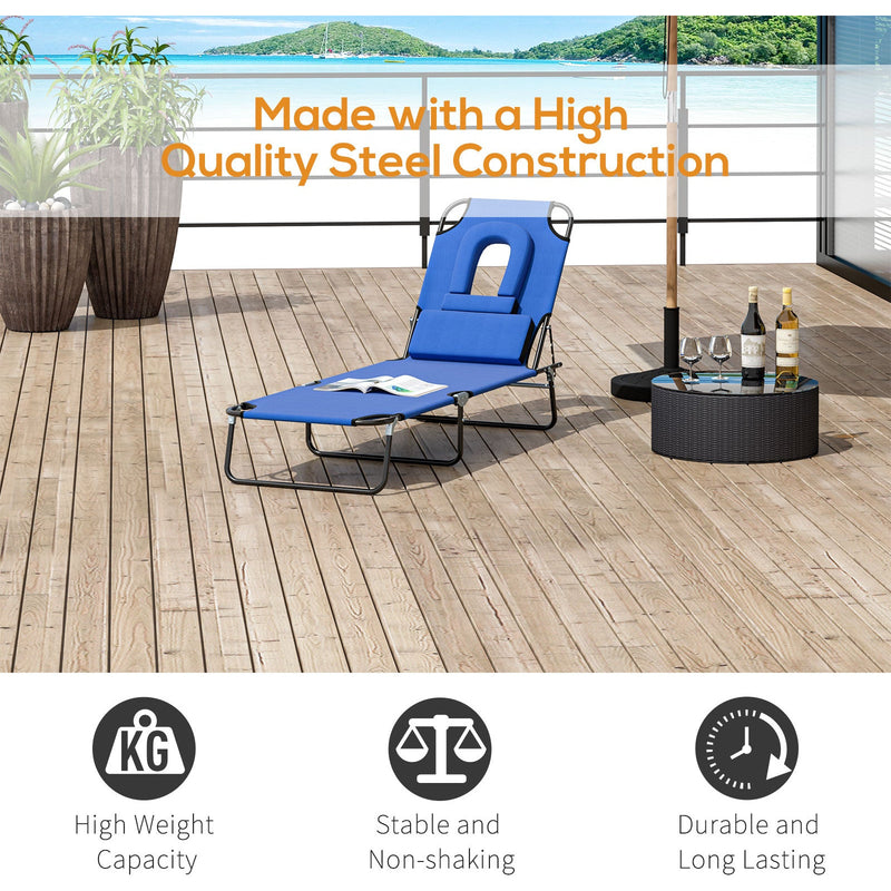 Folding Sun Lounger With Face Hole Outsunny