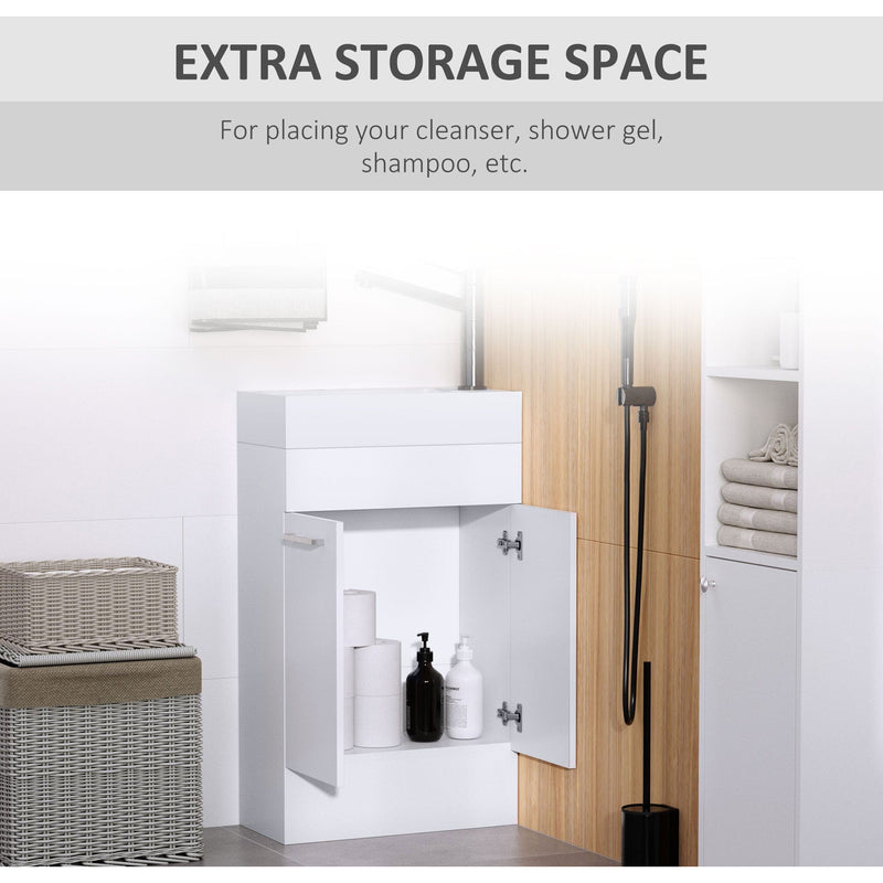 Under Sink Bathroom Vanity Unit With Ceramic Basin & Storage