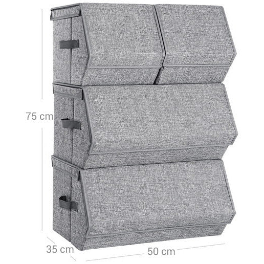 Pack of 4 Fabric Storage Boxes With Lids