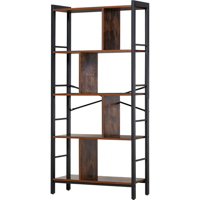 Industrial Style Bookshelf, 4 Shelves, Metal Frame