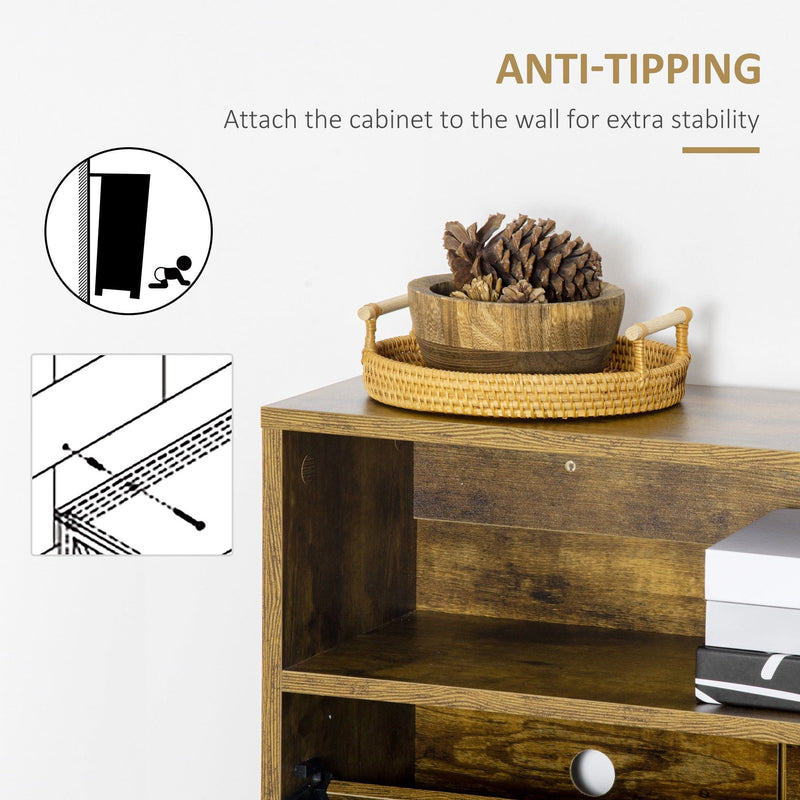 Narrow Shoe Cabinet For Hallway, Rustic Brown