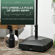 Outsunny Garden Parasol Base Holder, 43kg Water or 60kg Sand Filled, Outdoor Market Umbrella Stand Weight with Wheels and Brakes, Black Outsunny