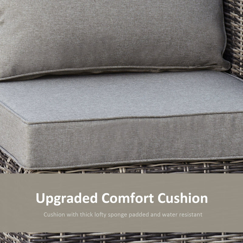 2 Seater Rattan Garden Furniture Set, Grey