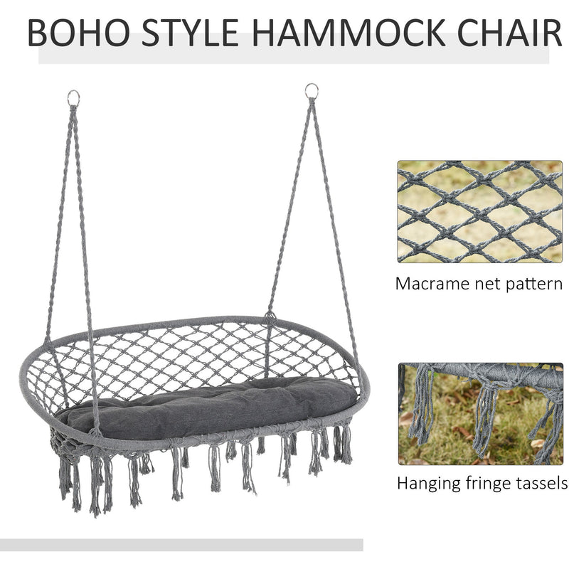 Hammock Chair With Metal Frame, Large Cushioned Seat Outsunny