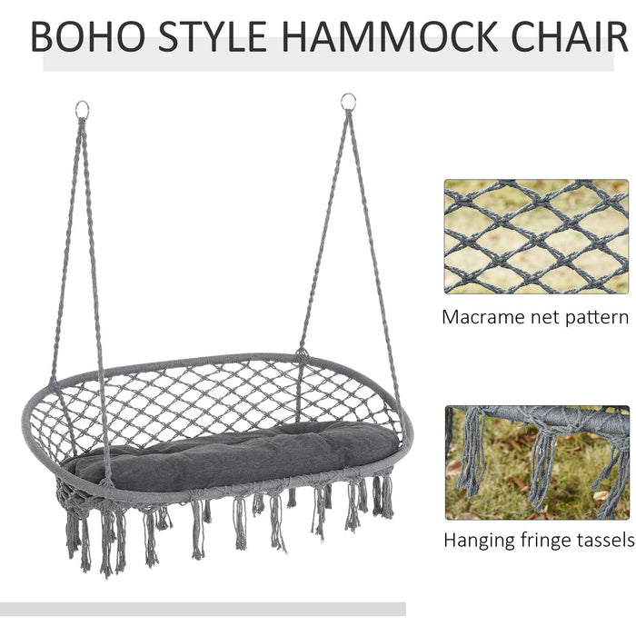 Hammock Chair With Metal Frame, Large Cushioned Seat
