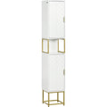 White Narrow Bathroom Storage Cabinet With Adjustable Shelf Kleankin