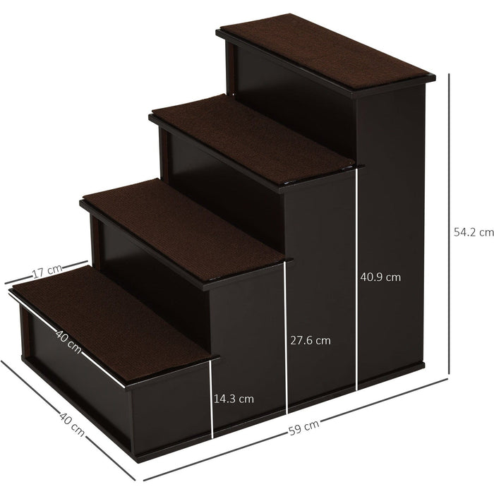 4 Step Wooden Pet Stairs with Non-Slip Carpet, 40x59x54.2cm