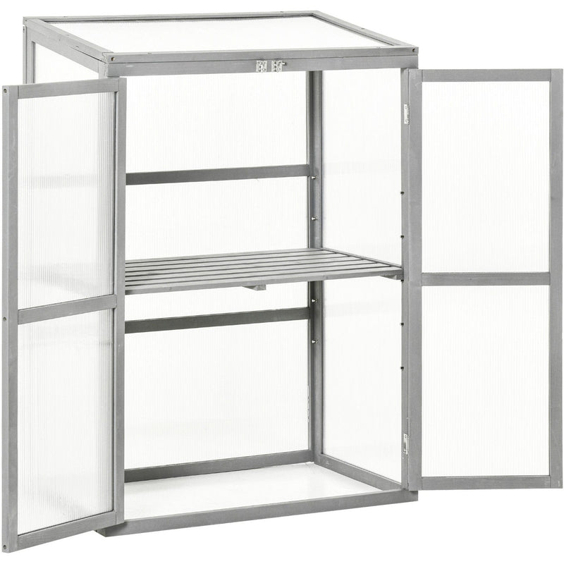 Garden Polycarbonate Cold Frame, L76xW47xH110cm, Grey