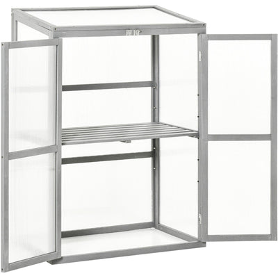 Garden Polycarbonate Cold Frame, L76xW47xH110cm, Grey Outsunny