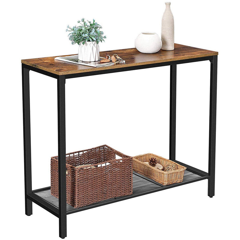 Vasagle Console Table With Mesh Shelf, Black/Brown Songmics