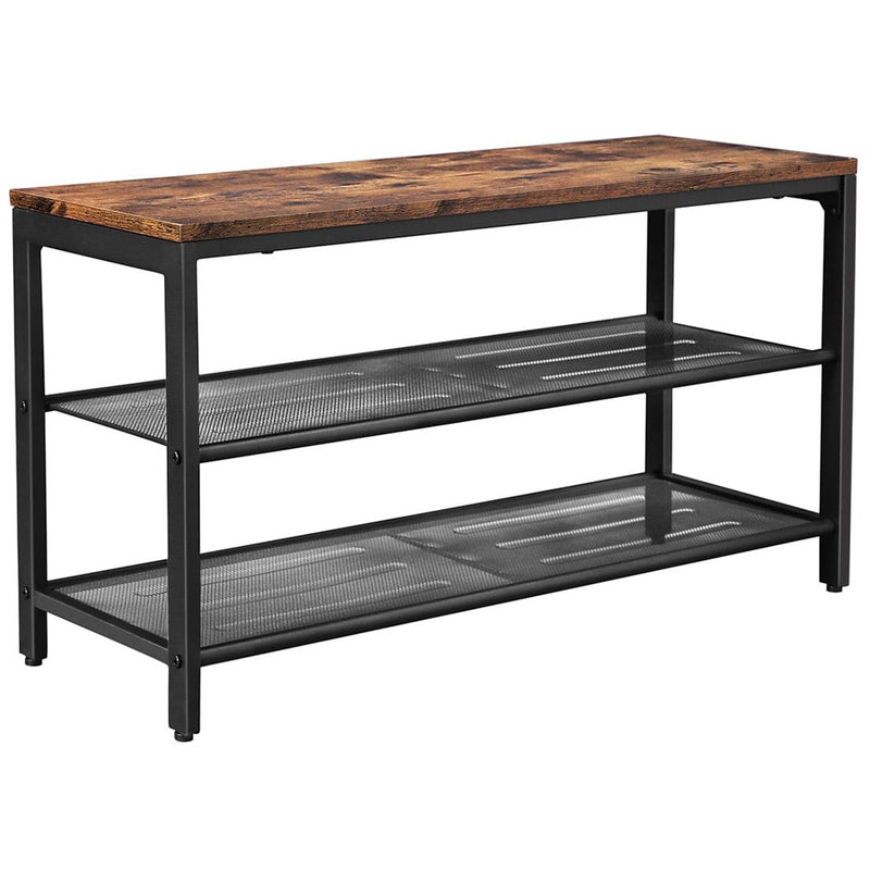 Vasagle Industrial Entryway Shoe Bench With 2 Mesh Shelves