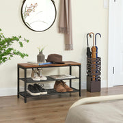 Vasagle Industrial Entryway Shoe Bench With 2 Mesh Shelves