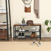 Vasagle Industrial Entryway Shoe Bench With 2 Mesh Shelves