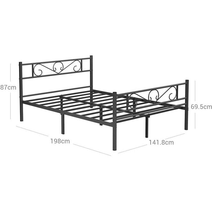 Black Metal Double Bed Frame by Vasagle