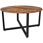Round Industrial Coffee Table by Vasagle - Features a black steel frame and a rustic brown wooden top - perfect for living rooms