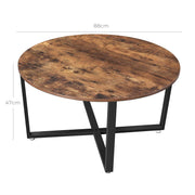 Round Industrial Coffee Table by Vasagle - Features a black steel frame and a rustic brown wooden top - perfect for living rooms