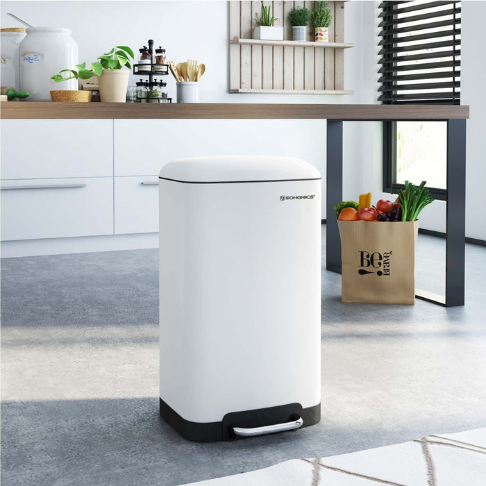 Songmics 30L White Kitchen Bin