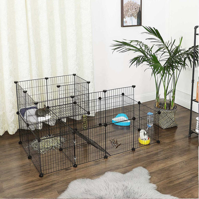 Metal Mesh Pet Playpen, Black 143 x 73 x 71 cm