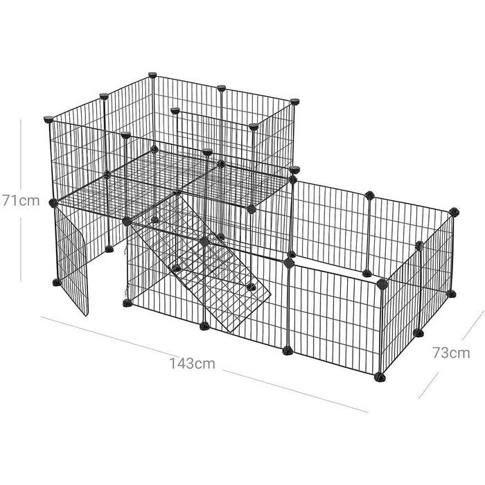 Metal Mesh Pet Playpen, Black 143 x 73 x 71 cm