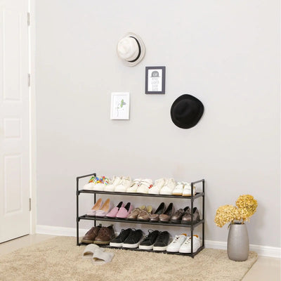 3 Tier Metal Shoe Rack, Black SONGMICS