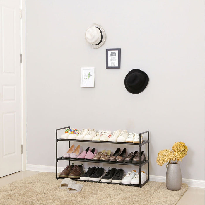 3 Tier Metal Shoe Rack, Black