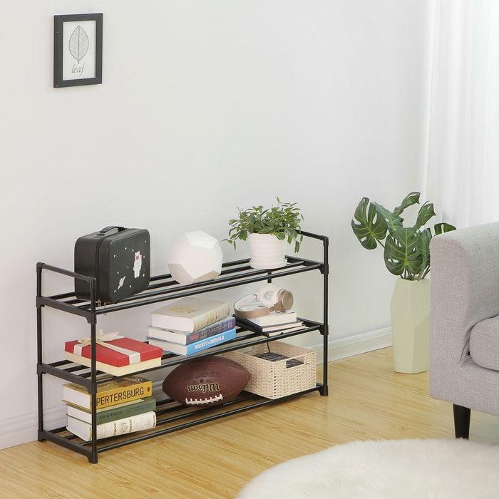 3 Tier Metal Shoe Rack, Black