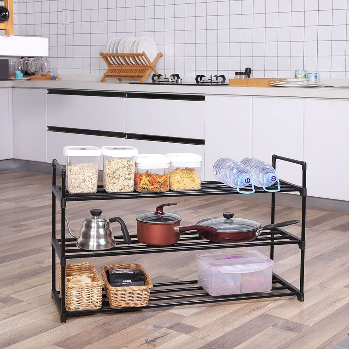 3 Tier Metal Shoe Rack, Black