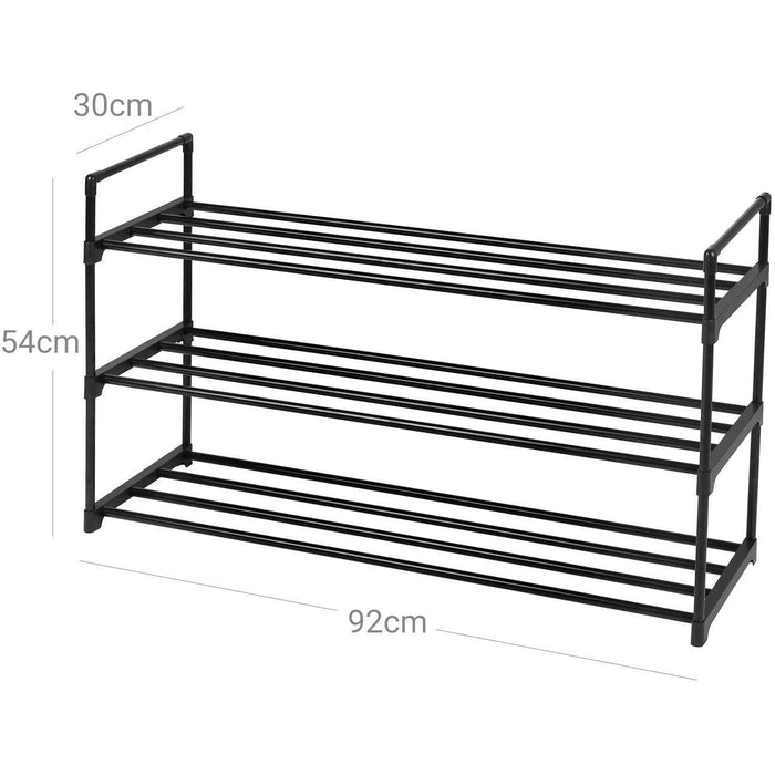 3 Tier Metal Shoe Rack, Black