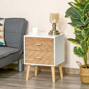 Nordic 2-Drawer Wooden Bedside Table, Scandinavian Design Homcom