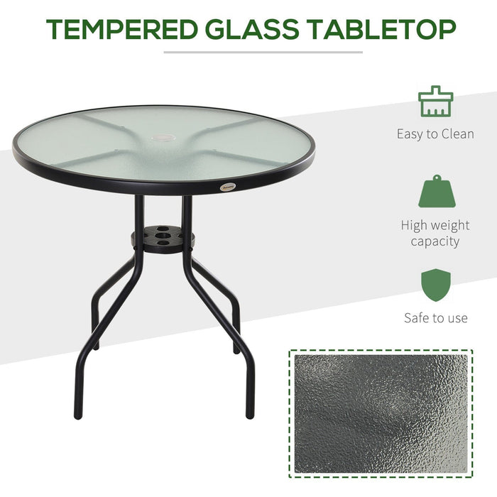 Round Glass Garden Table, 80cm