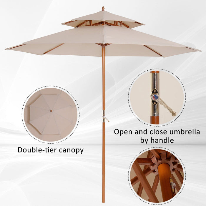 Large Outdoor Umbrella, 2.7m, 2 Tier