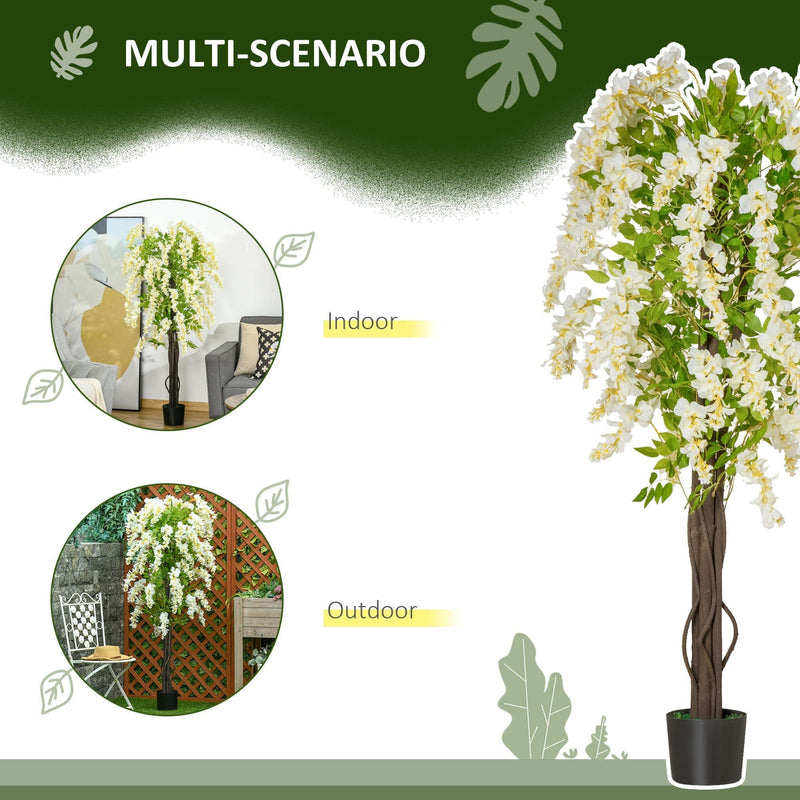Realistic White Wisteria Tree, 160cm, Indoor/Outdoor Decor