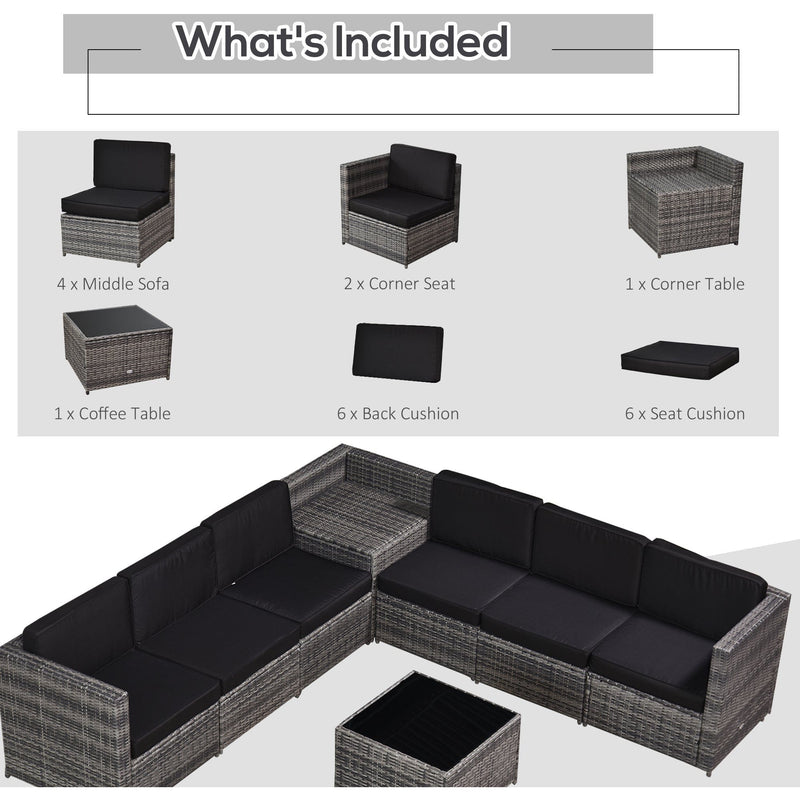 6 Seater Rattan Garden Sofa Set