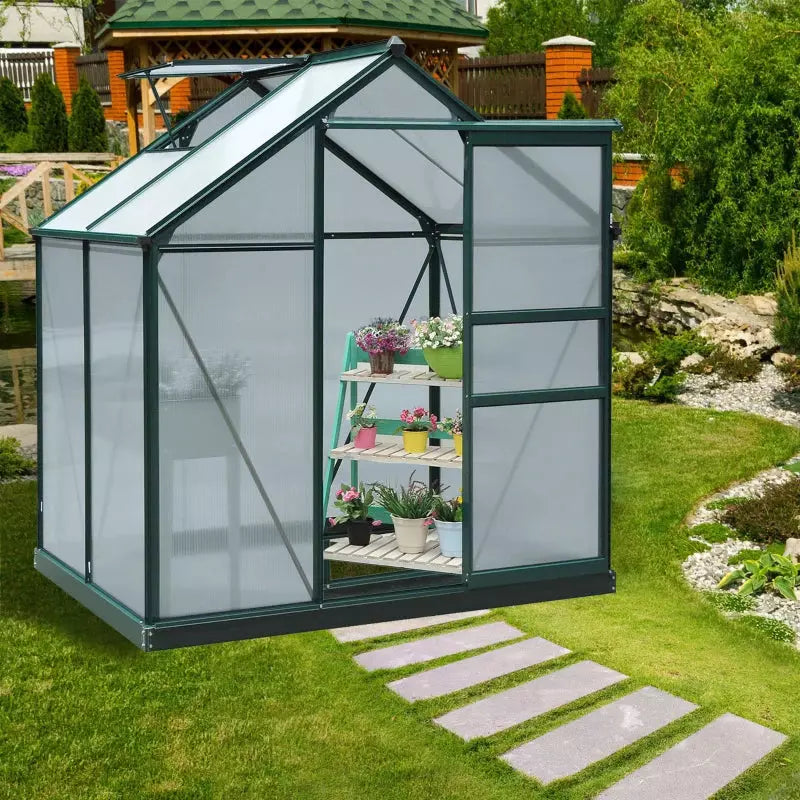 Polycarbonate Greenhouse, Walk In, Galvanised Frame, Clear