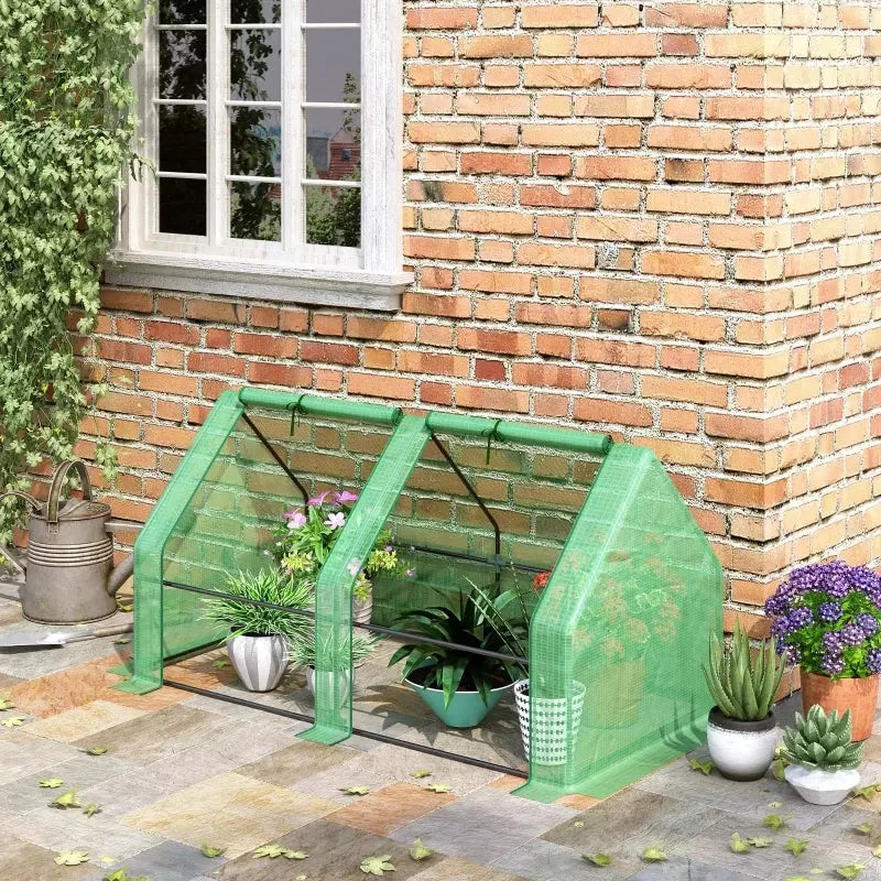 Green Mini Ground Tunnel Greenhouse 