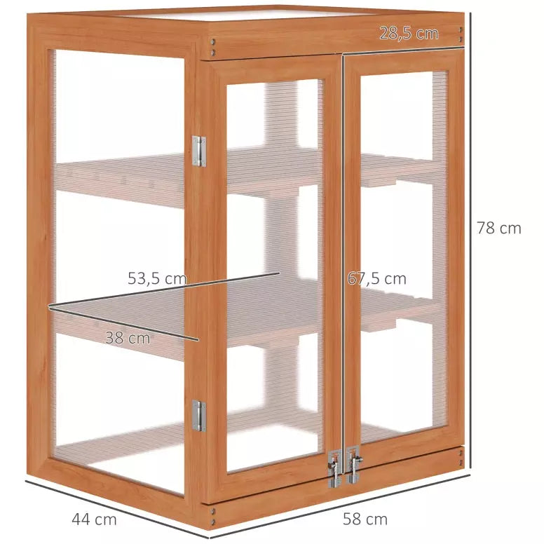 Small Wooden Greenhouse, Cold Frame, 3-Tier, 58 x 44 x 78cm