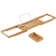Extendable Bamboo Bath Caddy, 75-109L x 23.5W cm Homcom