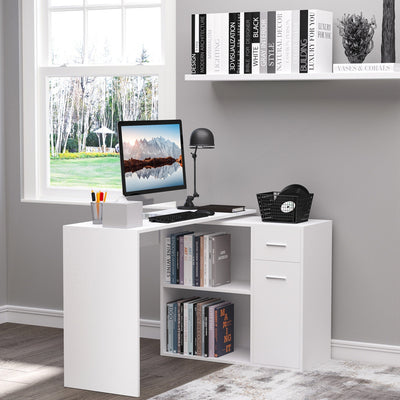 Black Corner Computer Desk with Storage Homcom