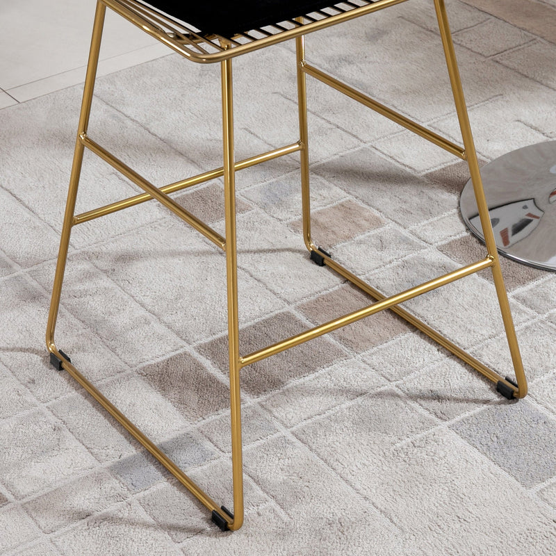 Set of 2 Gold Wire Metal Bar Stools