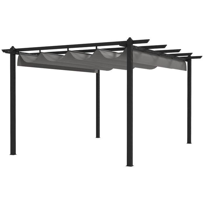 4x3m Metal Pergola with Retractable Roof, Dark Grey