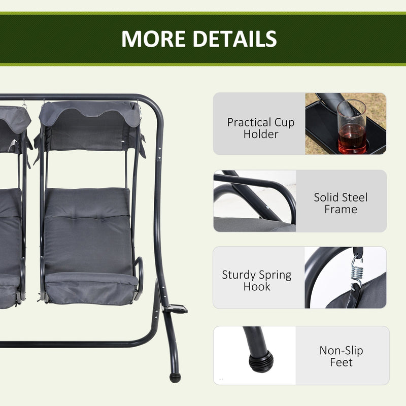 Canopy Swing Seat, Modern Garden Swing Seat, Outdoor Outsunny