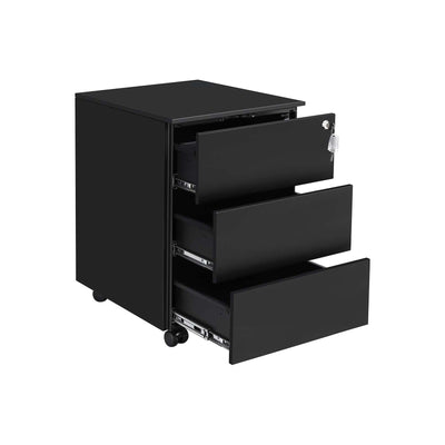 Black Metal File Cabinet Lockable Songmics