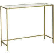 Modern Glass Side Table by Vasagle - Stylish gold frame with a tempered glass top - perfect for living rooms and entryway console table