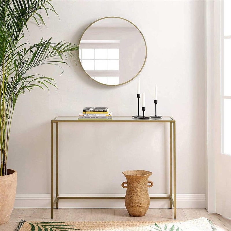 Modern Glass Side Table by Vasagle - Stylish gold frame with a tempered glass top - perfect for living rooms and entryway console table